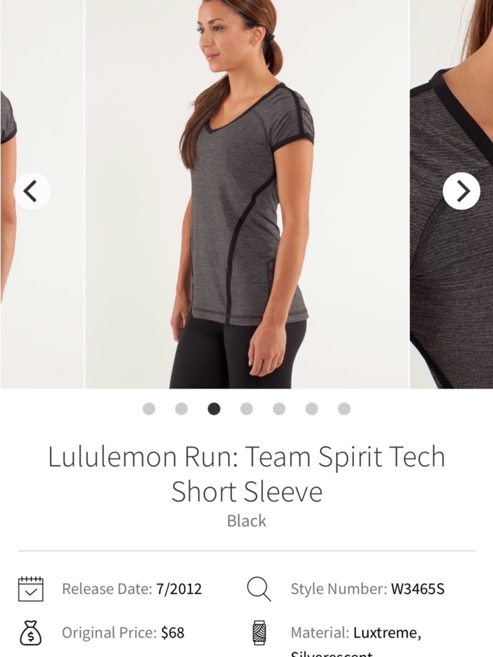 lululemon athletica Heathered Charcoal V-Neck Short Sleeve Top